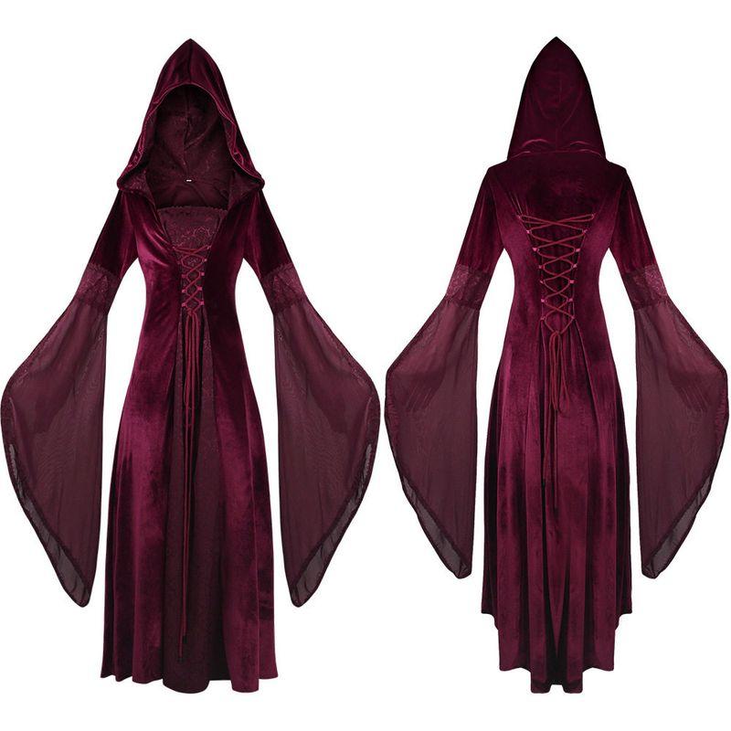 Fashion Style Medieval Hooded Dress Cos Costume Retro Style Weddings Girdle Dress Cosplay Clothing