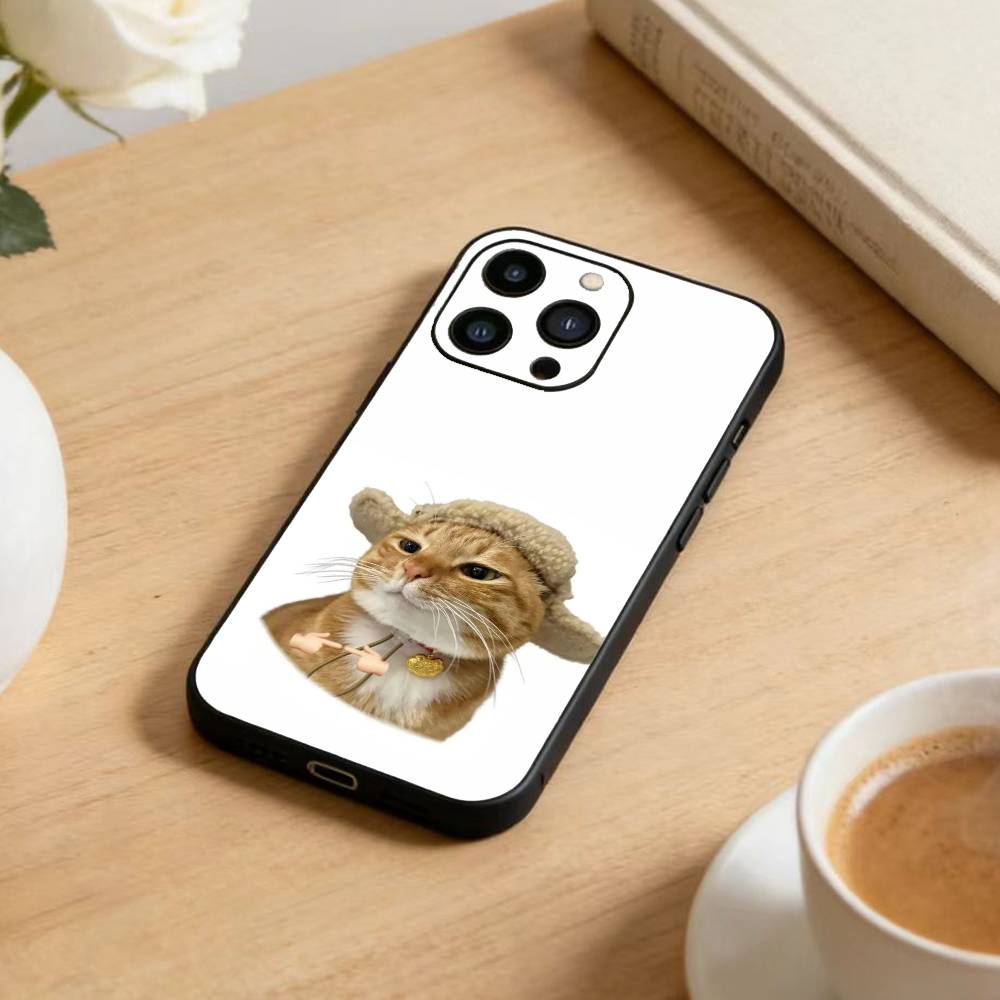 Goofy Cool Cats Big Eyes Phone Case For iPhone 17 16 15 14 13 12 Max Plus Silicone Black Cover