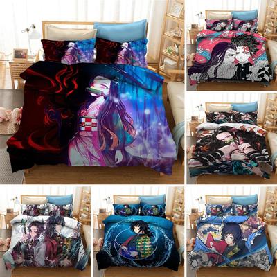 Anime Demon Slayer Capa de Edredom Fronha 3D Impresso Conjunto de Cama Duplo Twin Completo Queen King Adulto Crianças Roupas de Cama Capa de Edredom