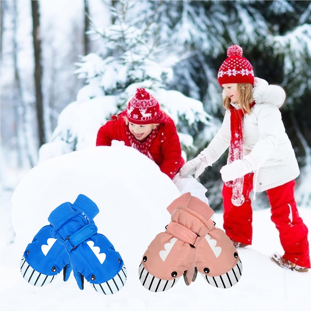 Kids Skiing Mittens Boys Girls Hand Outdoor Gloves Waterproof Child Snow Mitten Mitts Cover Windproof Thickened