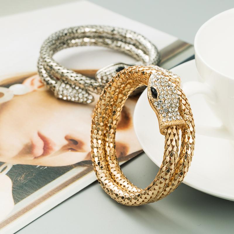 Punk Snake Shaped Wrapped Men and Women Bracelet Rhinestone Vintage Jewelry Accessories