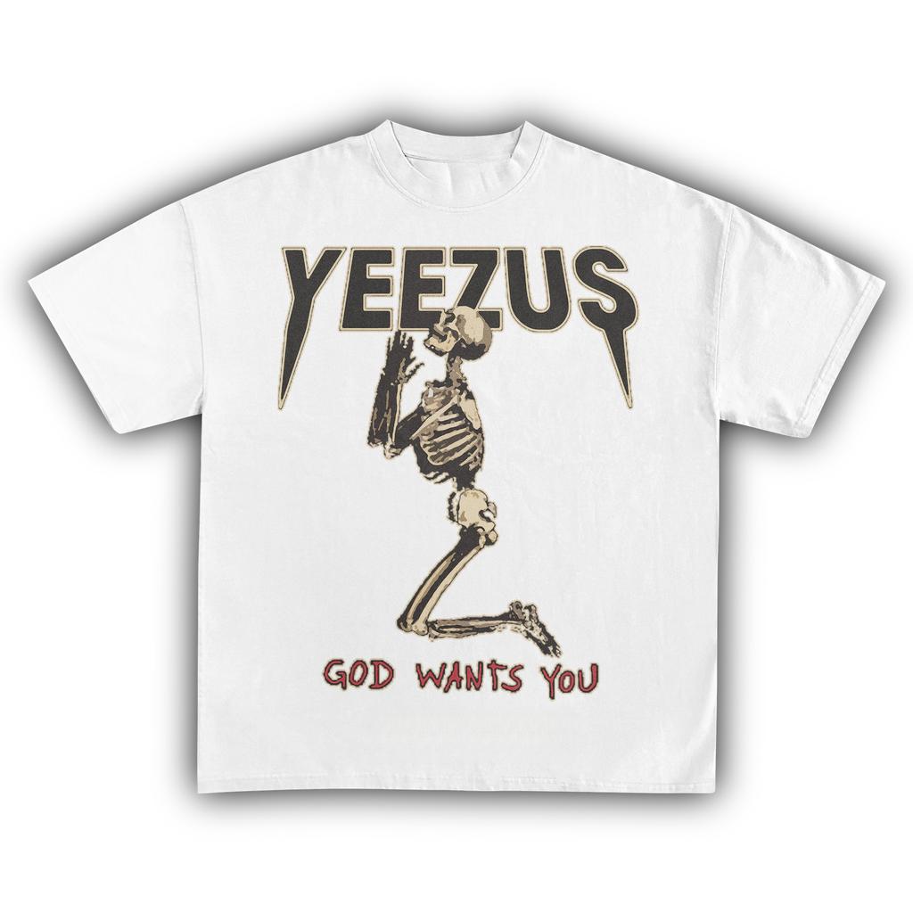 Yeezus Kanye West American Rapper Cotton T-shirt Women Unisex Fans Essentials Short Sleeve Retro Tops Summer Vintage Oversized