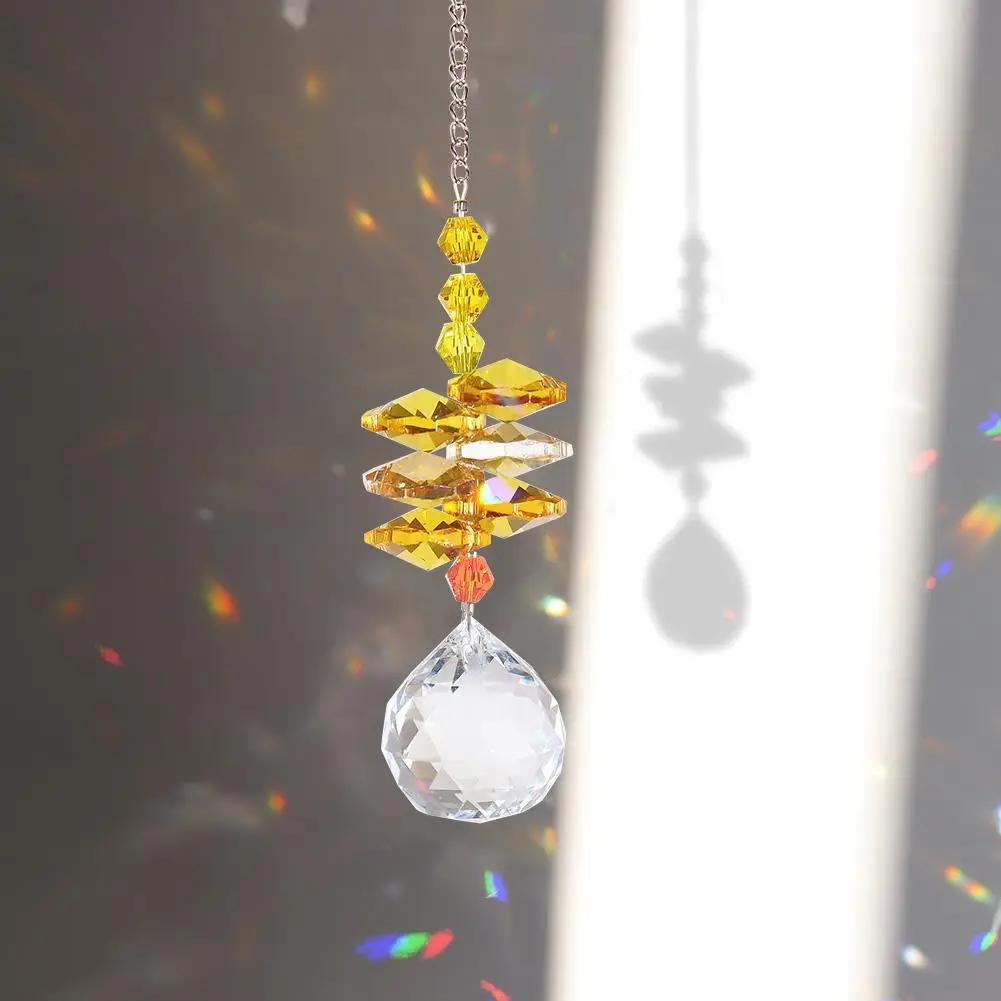 Crystal Windchimes Sun Catcher Star Moon Hexagon Prisms Hanging Pendant Wind Chime Sun Light Catcher Garden Window Home Decor
