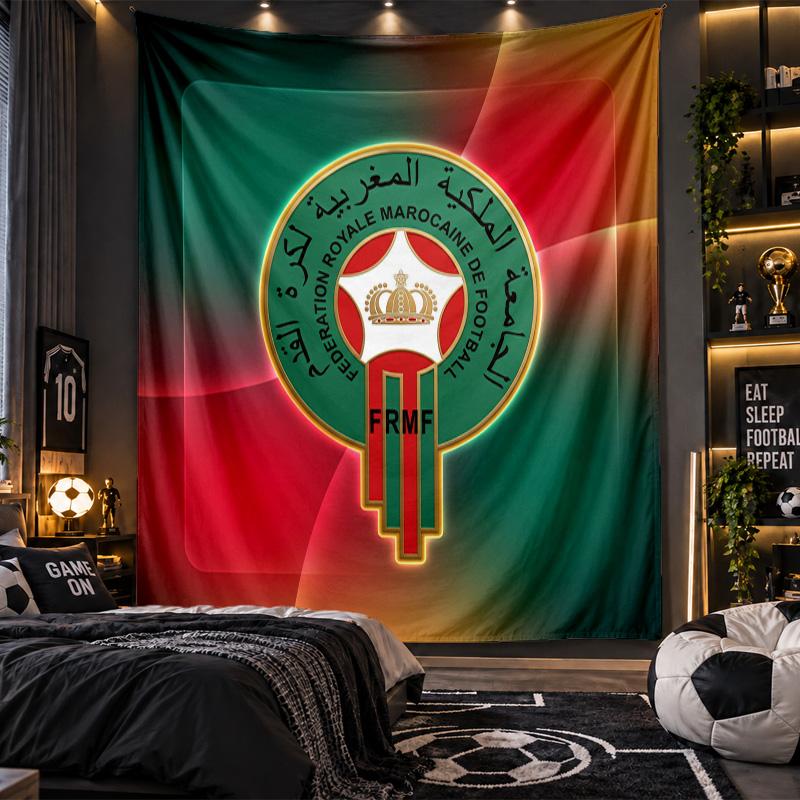 Wall Hanging Tapestry Morocco Football Print Cloth for Living Room Bedroom Home Decor