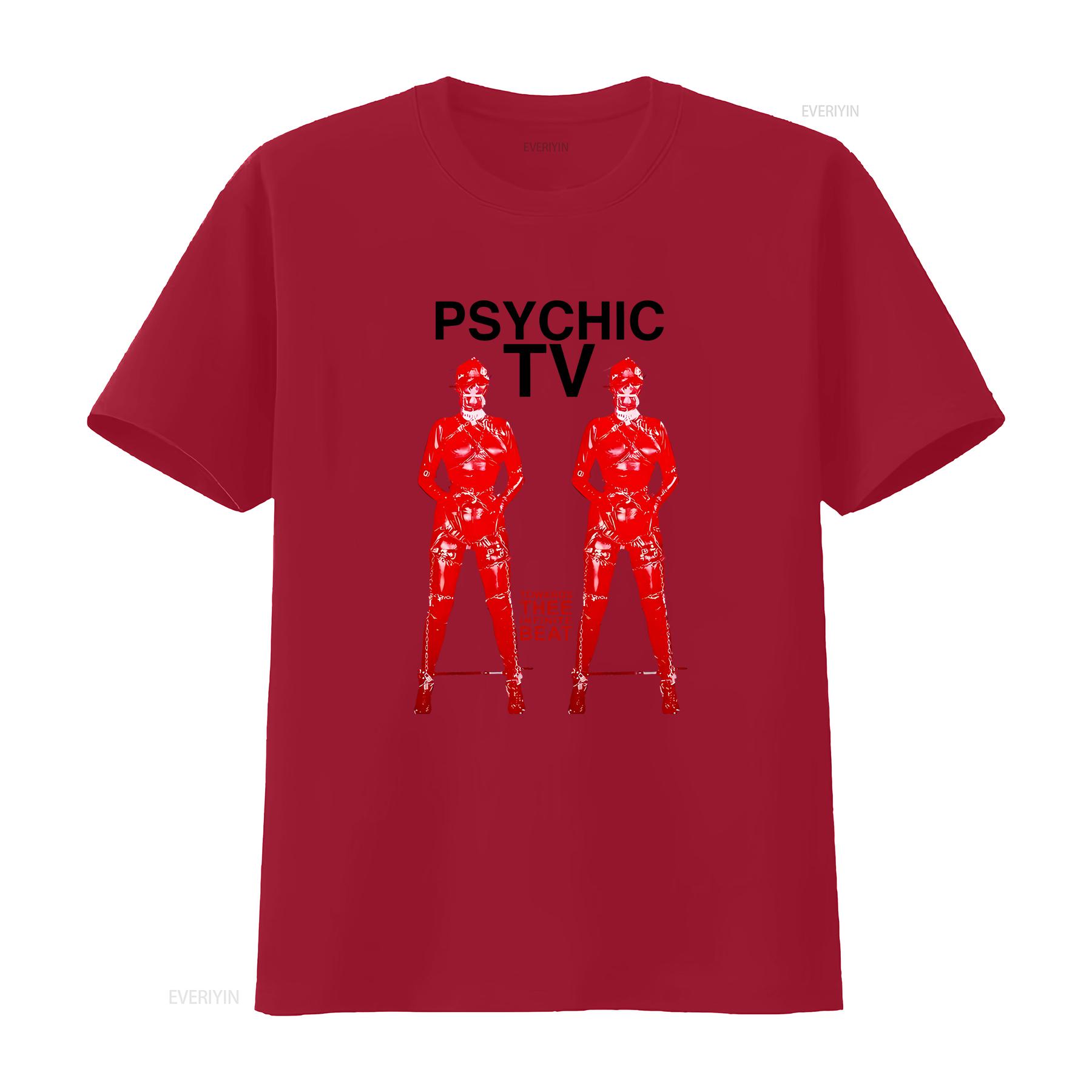 Psychic TV T shirt tea Man woman vintage Washed Breathable Slightly Stylish homme Versatile Stretched designer clothes S