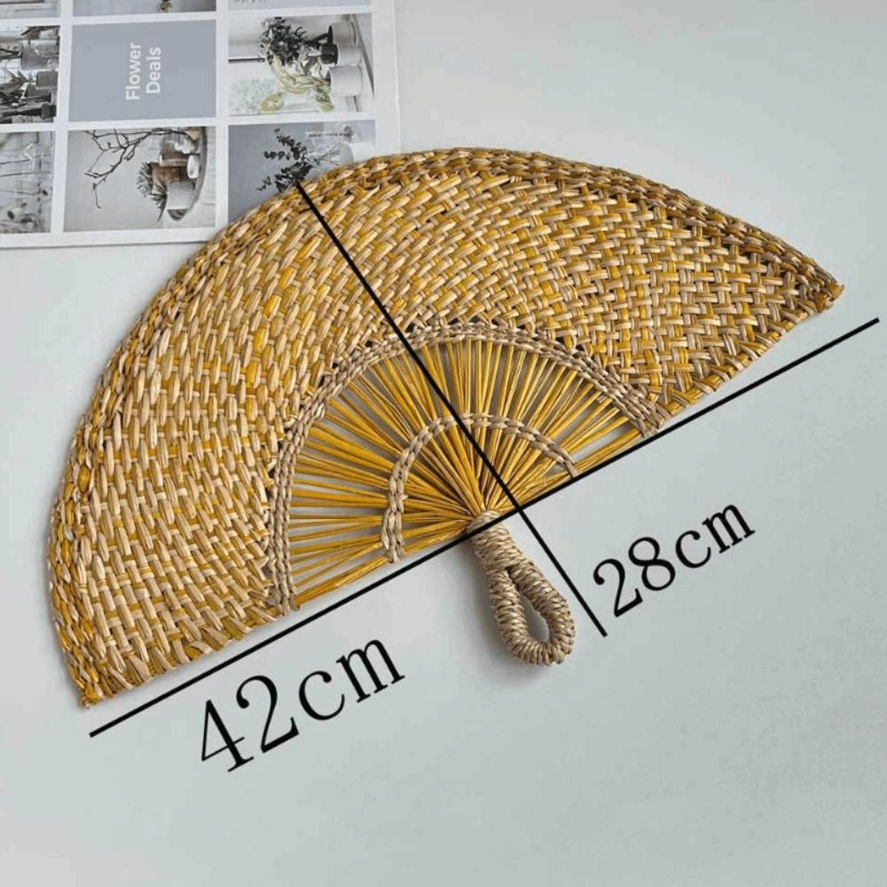 Semicircular Grass Woven Fan Seaweed Cooling Fan Natural Handheld Fan Summer