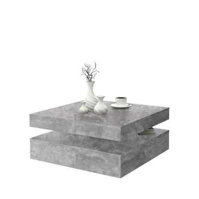 Swivel Square Coffee Table - Particle Board - Light Gray Concrete Decor - Classic - L 78 X D 78 X H 35.4 Cm - COFFEE