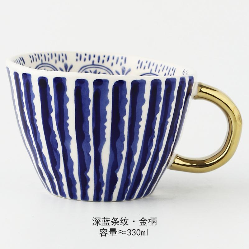 

350 мл нестандартная керамическая кружка с золотой ручкой, большая емкость, чашка для кофе на пару, чашка для завтрака, овсяного молока, чашка для чая в скандинавском стиле для дома и офиса