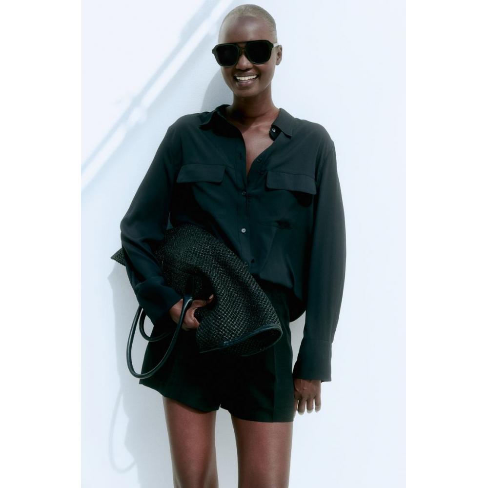 

H M crepe shirt black