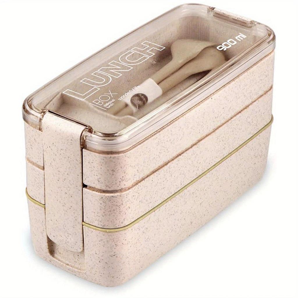 1 Set 3-in-1 Bento Box Set - Microwave And Dishwasher Safe Lunch Box With Dividers And Utensils - Perfect For School, Travel, And Snacks