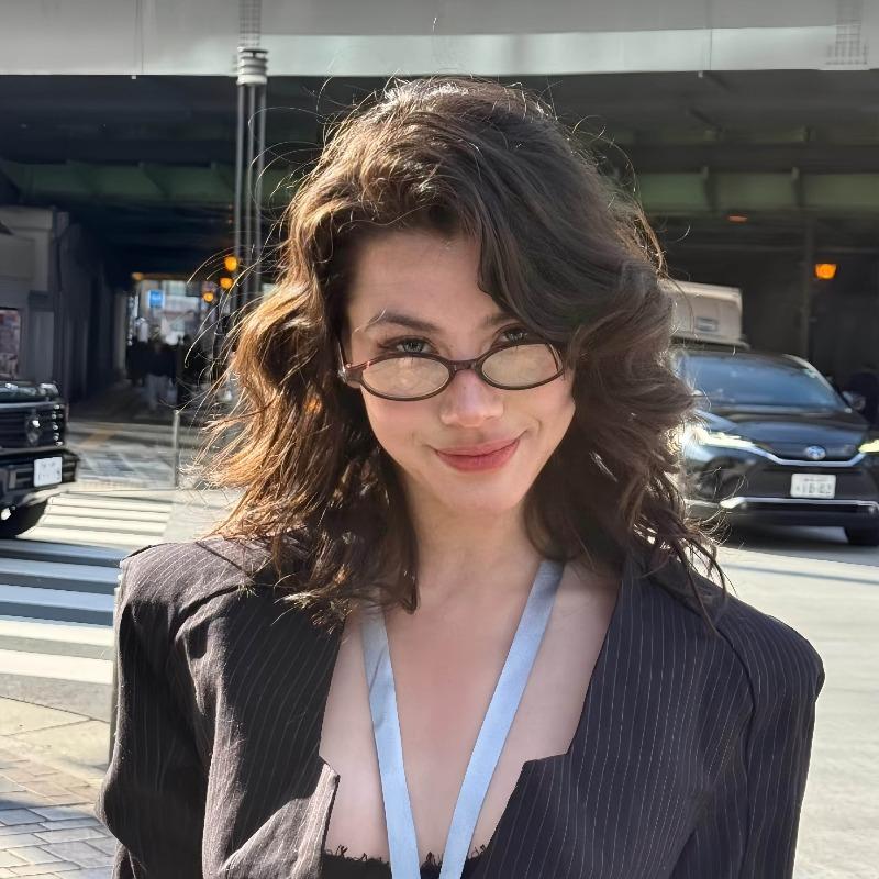 4PCS Ladies' full frame oval glasses minimalist Korean and Japanese style lightweight for daily wear