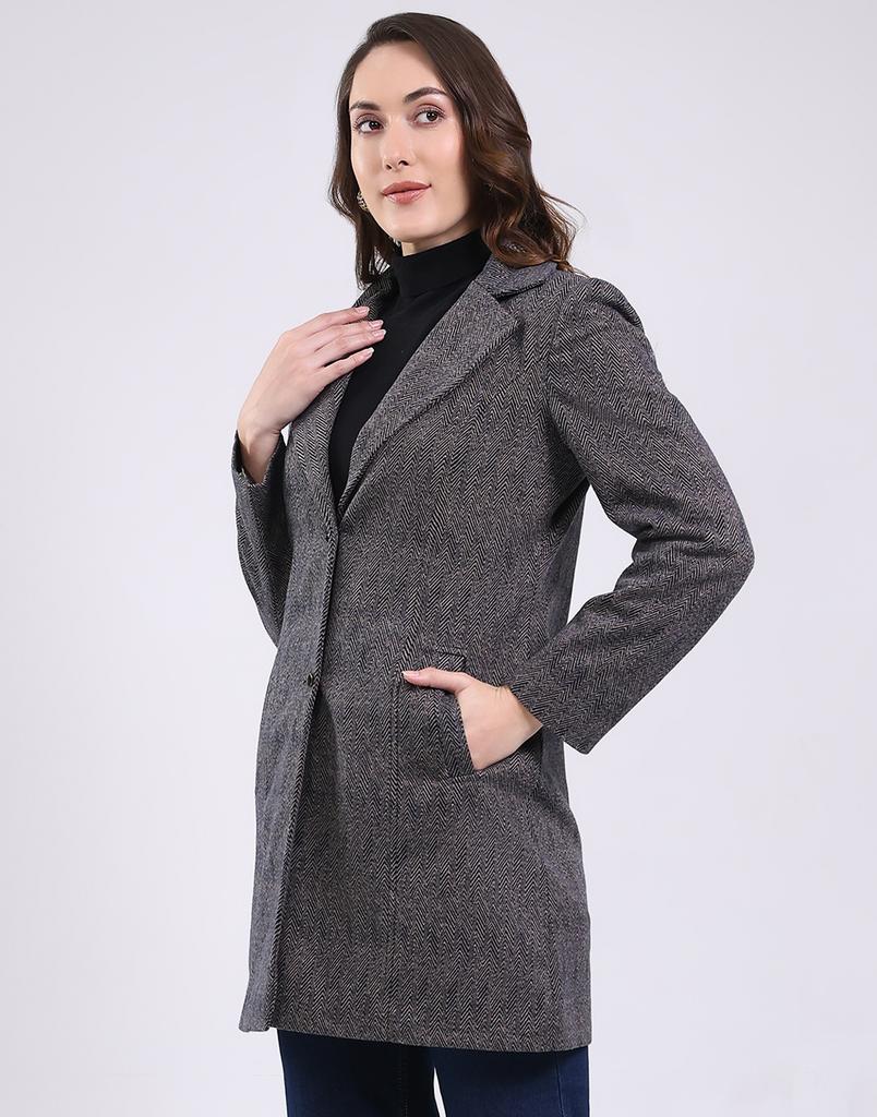 MONTE CARLO Women's Notch Lapel Full Sleeve Coat