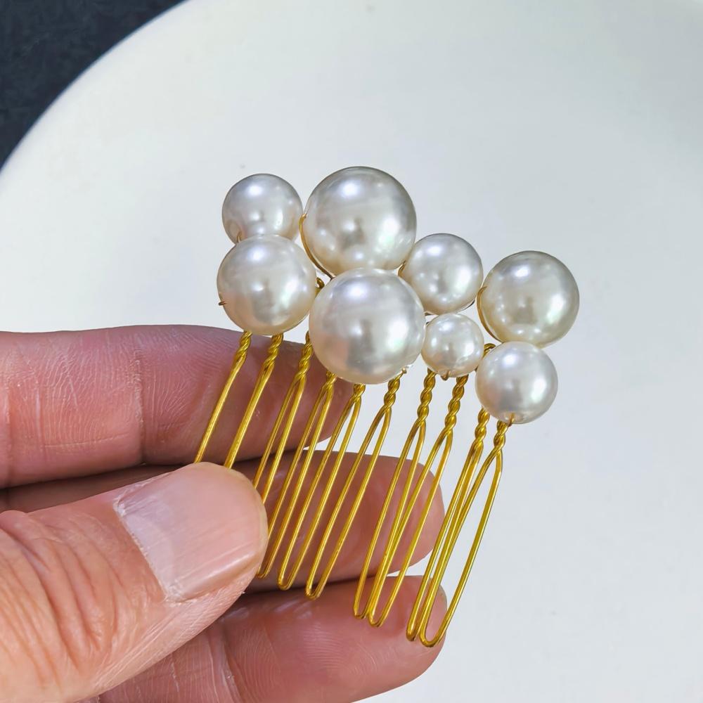 Pearl Crystal Hair Pins Comb Set Bridal Wedding Hair Accessories Handmade U-shaped Hairpins air Comb for Bridesmaids,Prom