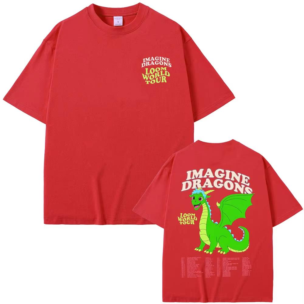 Rockowy zespół Imagine Dragons Kreskówkowe graficzne koszulki Loom World Tour 2025 T-shirty Męskie Damskie Modne Oversize z krótkim rękawem T-shirt