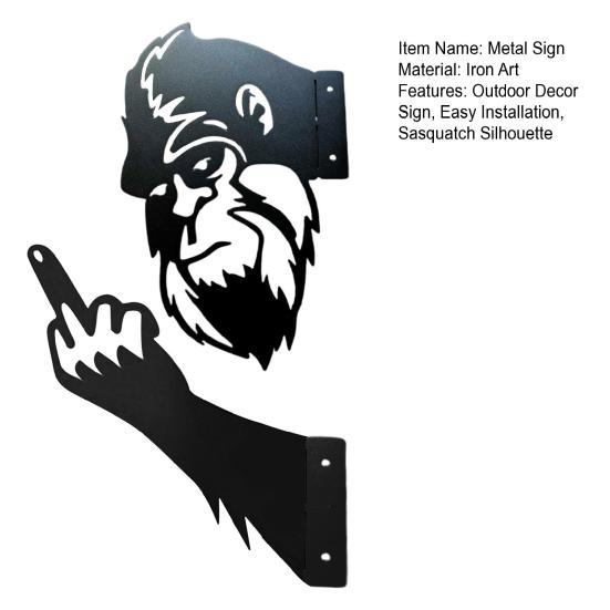 Cee-Boo Sasquatch Siluet İşareti Metal Bahçe Sanatı İşareti Hava Koşullarına Dayanıklı Kaplamalı Hayvan İşareti Ağaçlar Çitler Çimler Verandalar için Dış Mekan Dekoru