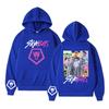 Women's Printed Round Neck Pullover Sweatshirt Hooded Drawstring Sweatshirt Top