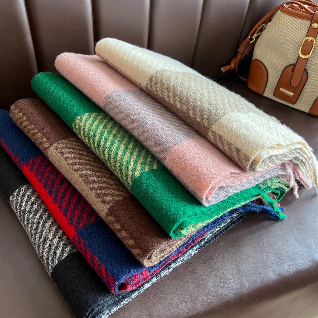 Women Winter Cashmere Scarf  Stripe Pashmina Luxury Brand Shawls and Wraps Bufanda Hijab Travel Stoles Echarpe Warm Blanket