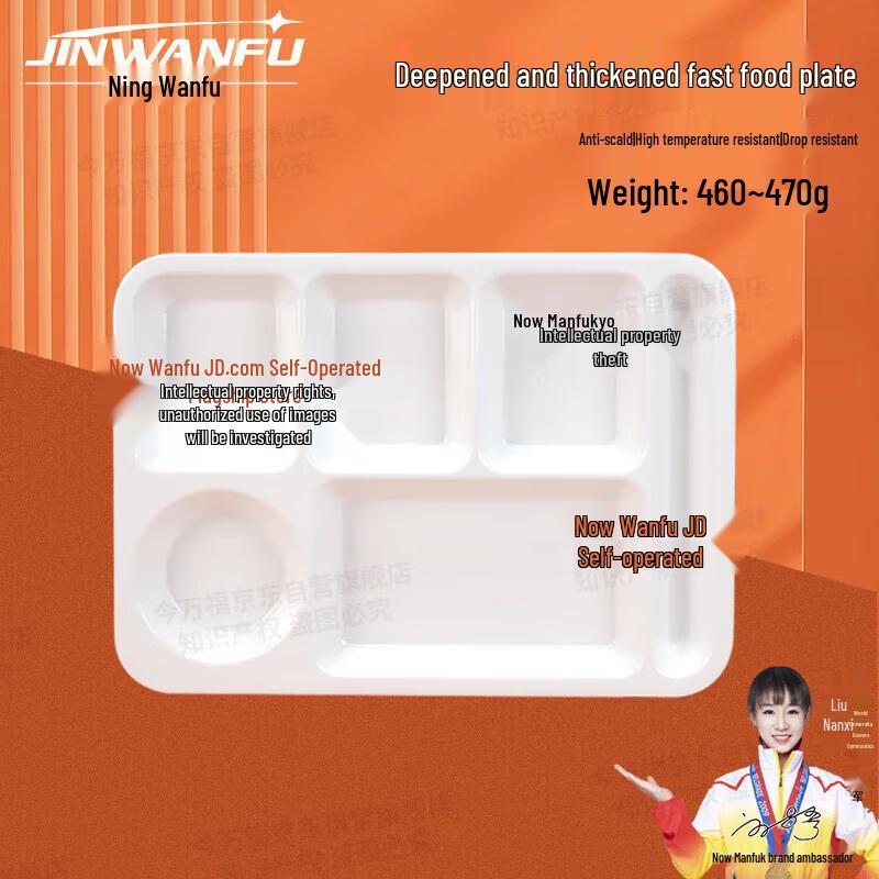 Commercial Melamine Deep 6-Compartment Meal Tray