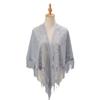 1116  Women Party Shawl Flower Embroidery Hollow Out Tassel See-through Solid Color Clothes Matching Cardigan Prom Scarf Lady