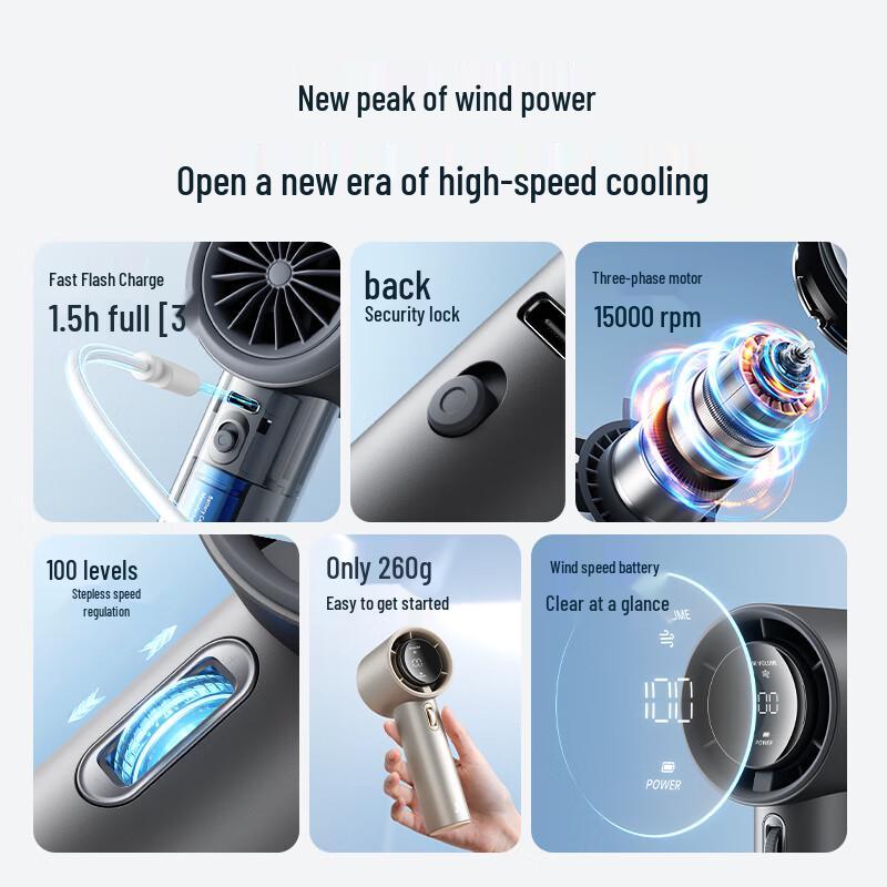 JISULIFE Pro Series High-Speed Portable Handheld Fan