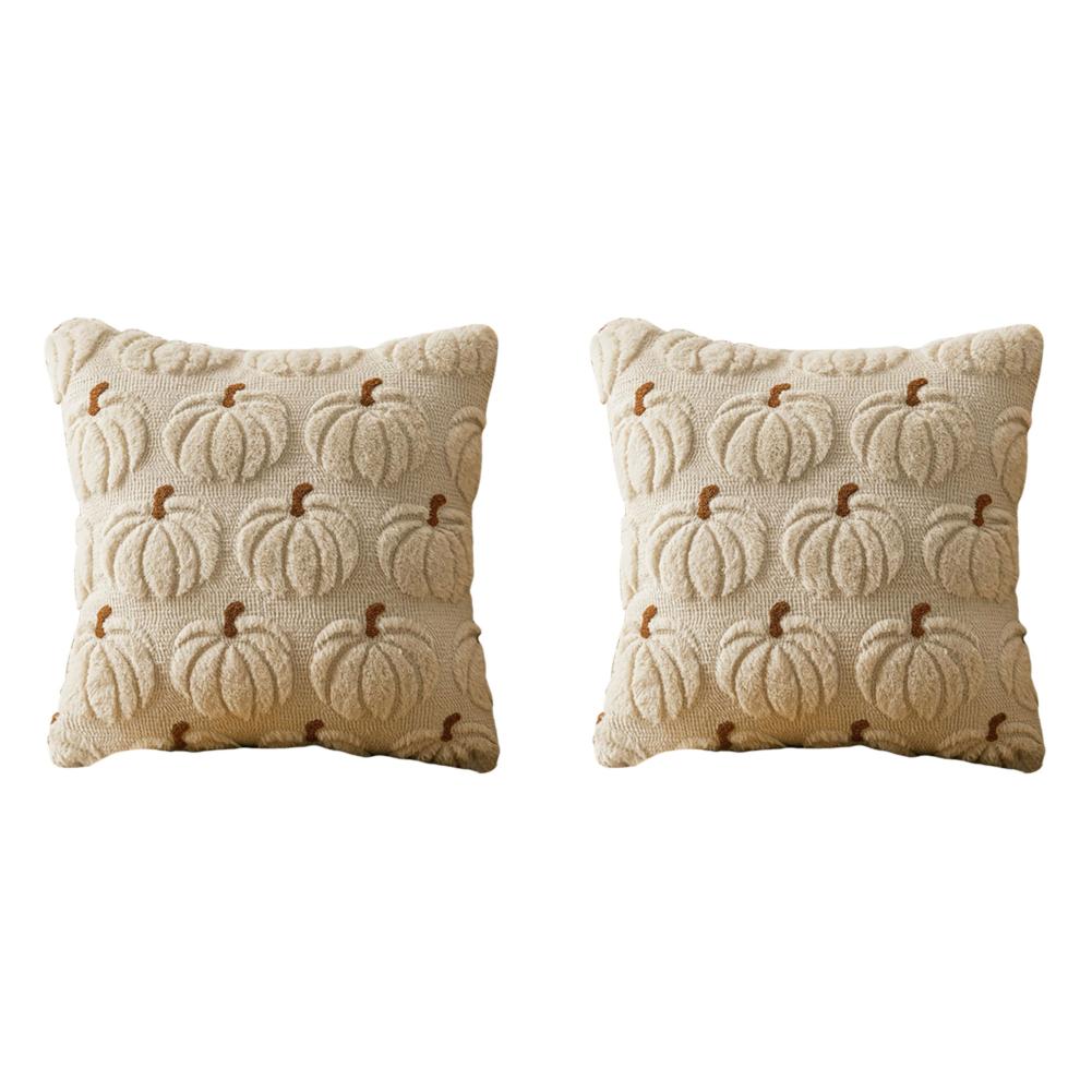 1/2Pcs Halloween Pumpkin Fall Throw Pillow Covers Faux Fur Pillow Covers Accent Pillowcase for Living Room Bedroom Halloween