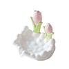 Tulip Ceramic Soap Dish with Drain Non-Slip Floral Soap Holder Creative Storage Rack for Bathroom Sink Decorative Home Accessory