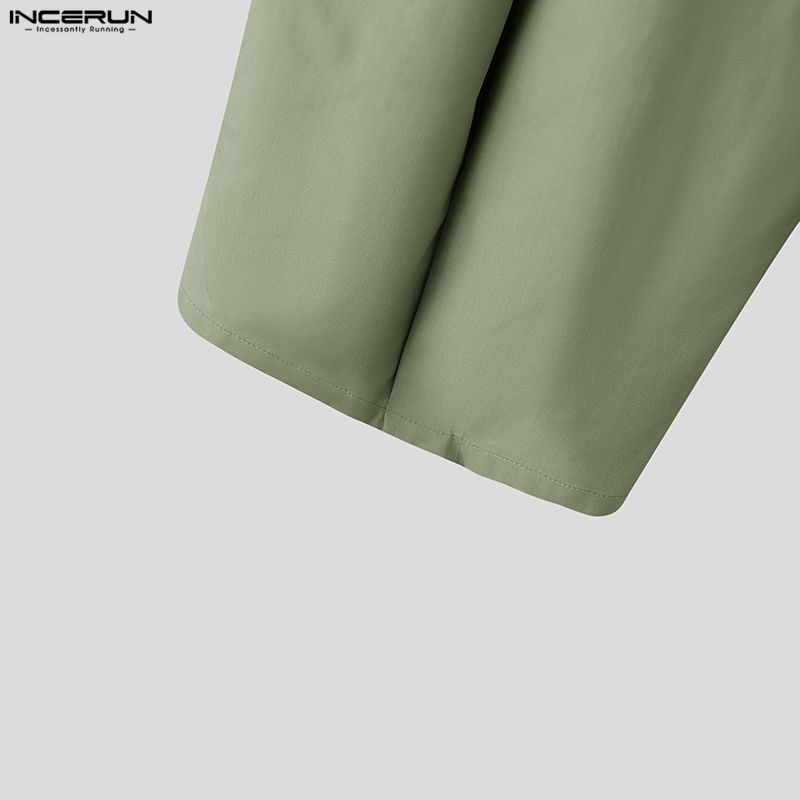 INCERUN Pantaloni Larghi Casual da Uomo a Vita Elastica con Pieghe Lunghi e Ampi