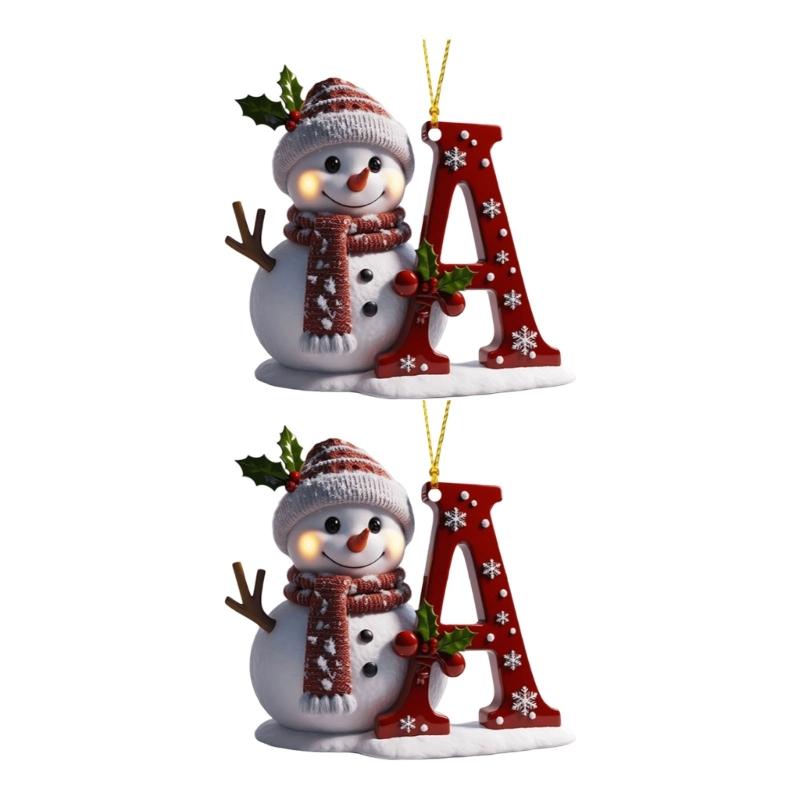 Shatterproof Acrylic Snowman Letter Hanging Ornament Christmas Tree Decoration For Festival Tree Wreath Window Display