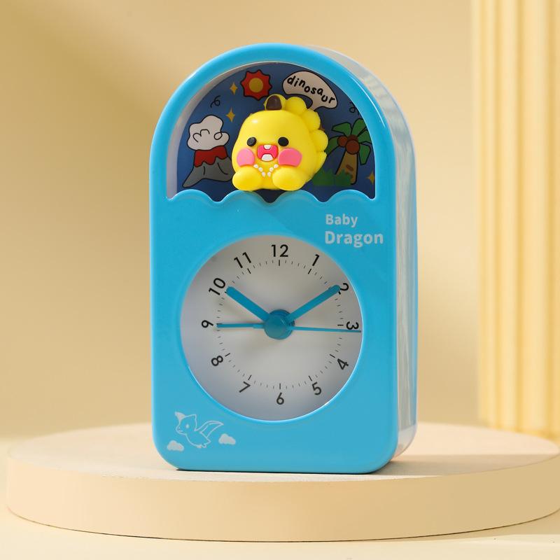 Mini Ins Style Desktop Clock Cute Cartoon Figure Silent Movement Wear-Resistant Case Anti-Drop Alarm Desk Clock for Kids