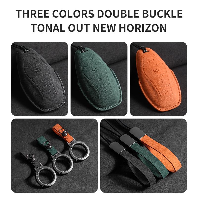 Car Key Case for Hongqi Models: H6, HS5, H5, H9, EH7, HS3, HQ9 - Interior Flocking with Buckle