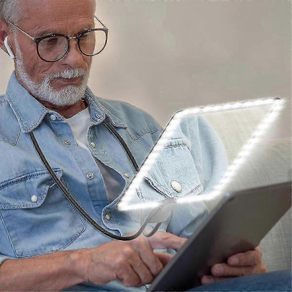 5x Hands Free Magnifying Glass With 50 Led Light,gooseneck Page Magnifier For Senior Low Vision Rea