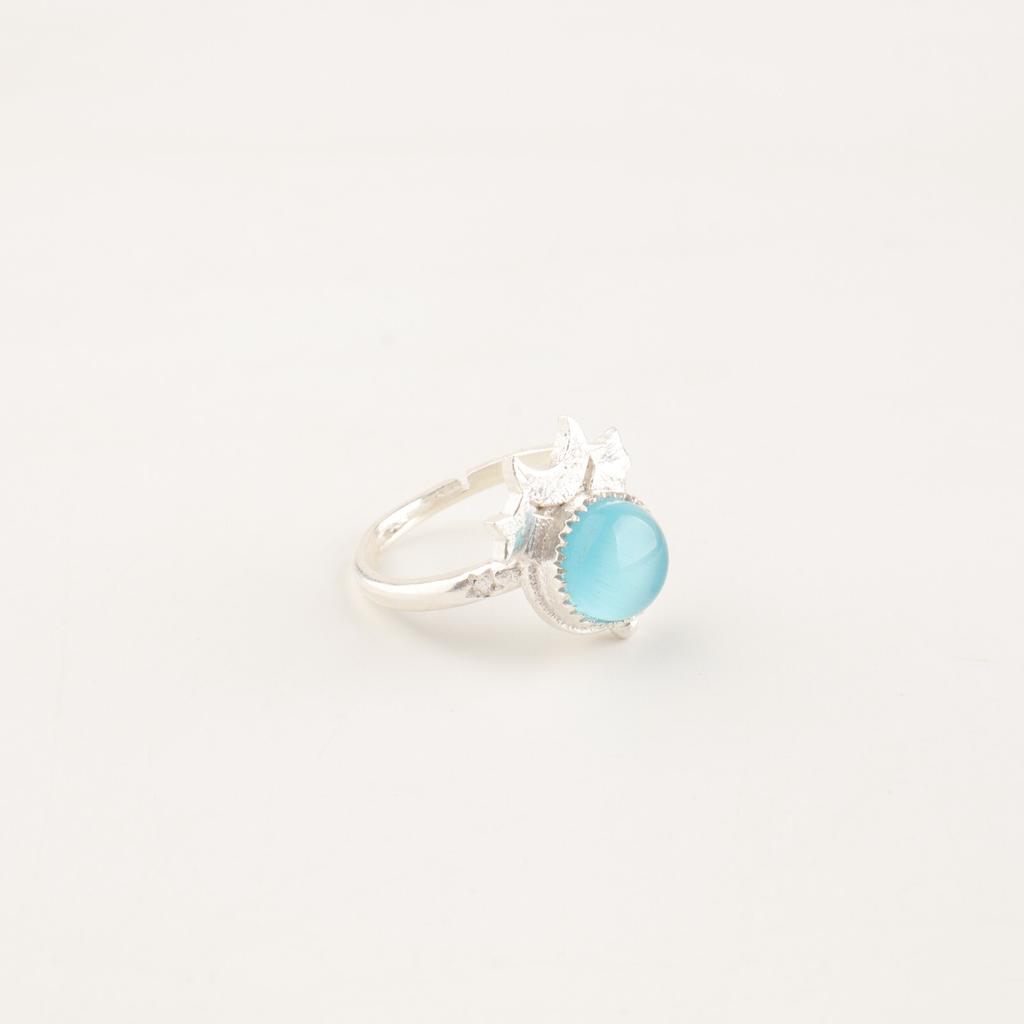 Natural Blue Cat's Eye Gemstone 925 Sterling Silver Women Jewelry Handmade Ring RR-67-36