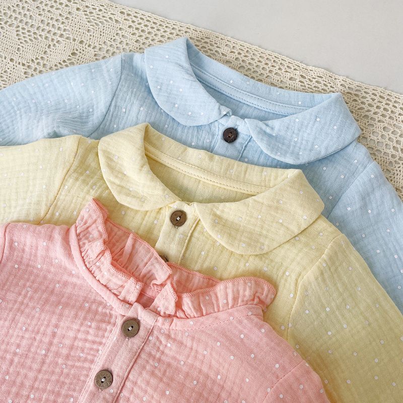 Ins-Style Baby Clothes, Wrinkled Fabric Triangle Romper, 0-2 Years Old Newborn, Spring and Autumn Doll Collar Open-Front One-Piece Crawling Suit