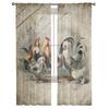 Farm Rooster Chicken Retro Illustration Sheer Curtains for Living Room Tulle for Windows Voile Yarn Short Bedroom Curtains