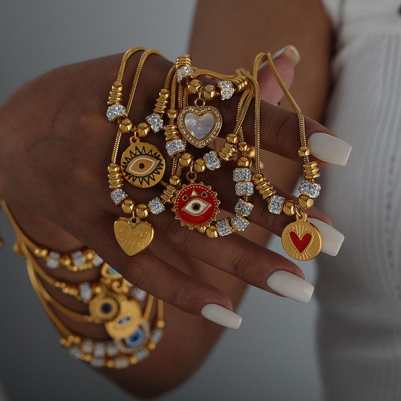 Chinesischer Antikstil Zirkon Armband Wasserdichtes und Nicht verblassendes Armband Nischenpersönlichkeit Retro Übertriebenes Anhängerarmband