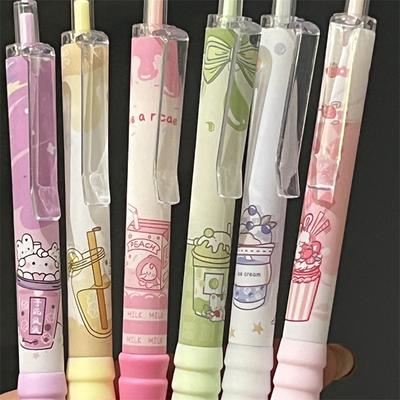 6 vnt. / rinkinys Kawaii Cartoon Gel Pen greitai džiūstantis 0. 5 Mm juodo rašalo rašymo sklandžiai elegantiškas rašiklis studentams raštinės reikmenys, dovana