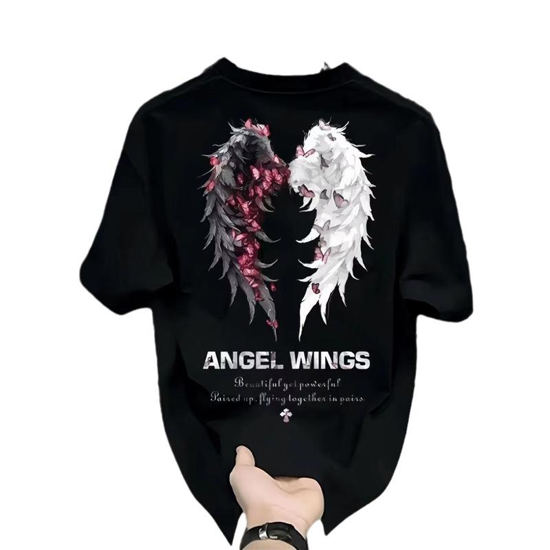 Heavy Trendy Brand Cotton Printed Men'S Short-Sleeved T-Shirt Trendy Casual Round Neck T-Shirt