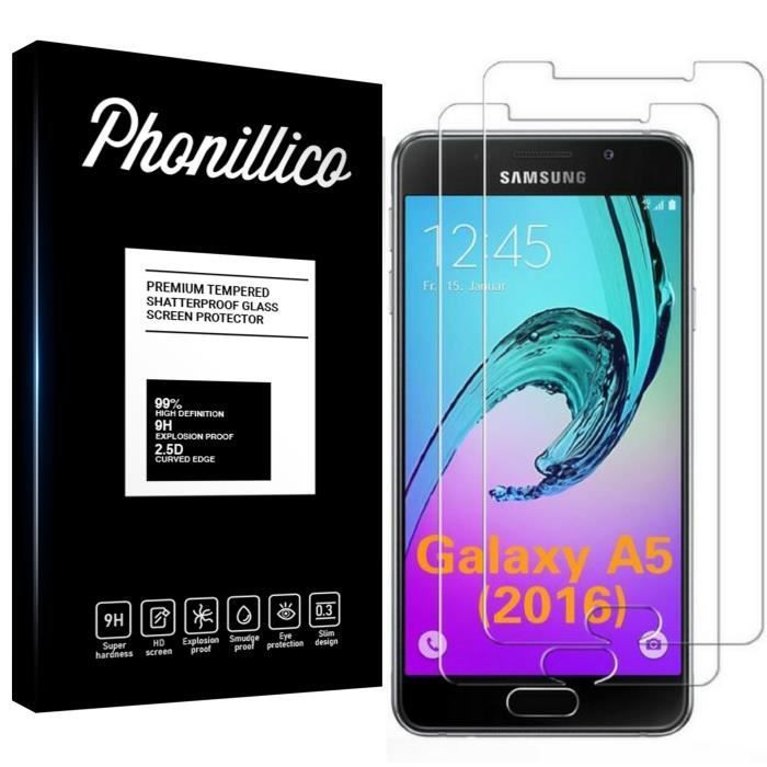 Film de protection d'écran - Phonillico - Samsung Galaxy A5 2015 A500 - Pack de 2 - Ultra résistant - Noir