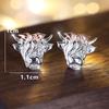 Vintage 925 Sterling Silver Bull Head Stud Earrings for Men Women Gothic Punk Jewelry Accessories Gift