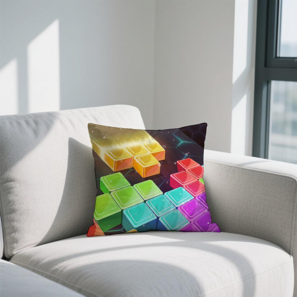 

T-TETRIS-ES Games cushion cover Double Sided Printed Polyester Pillowcase Pattern Decorative Zipper Cushion Cover 30cmx30cm
