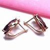 Exquisite Russian 585 Purple Gold Inlaid Smoke Stone Earrings Women'S High-End Temperament Color Gold Plated Rose Gold Earrings
