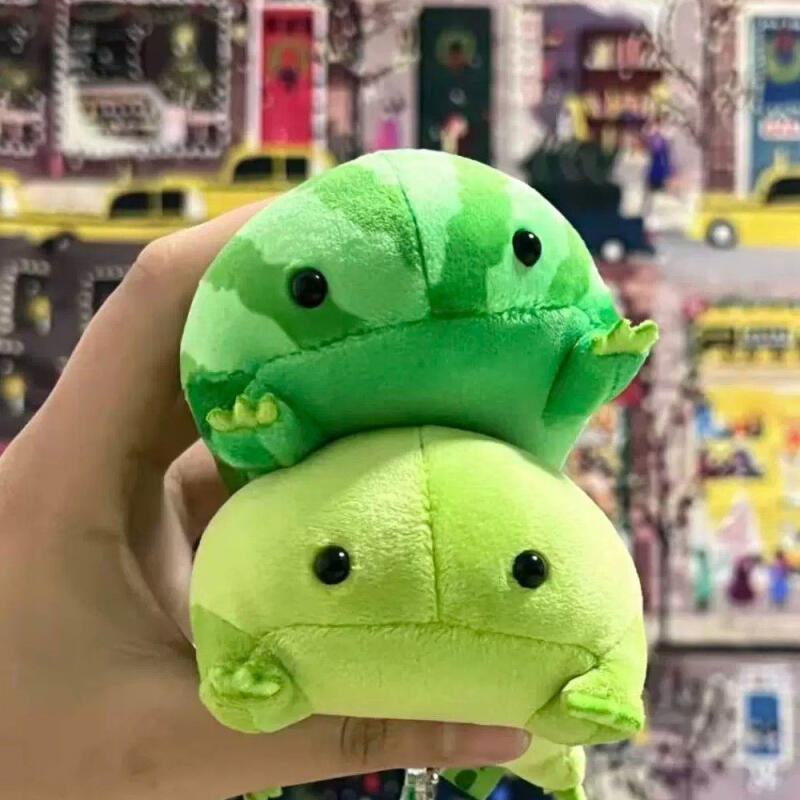 Cute flat frog stuffed animal keychain