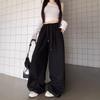 Pantalones de chándal casuales para mujer con cintura elástica, pierna ancha, ajuste holgado y cordón