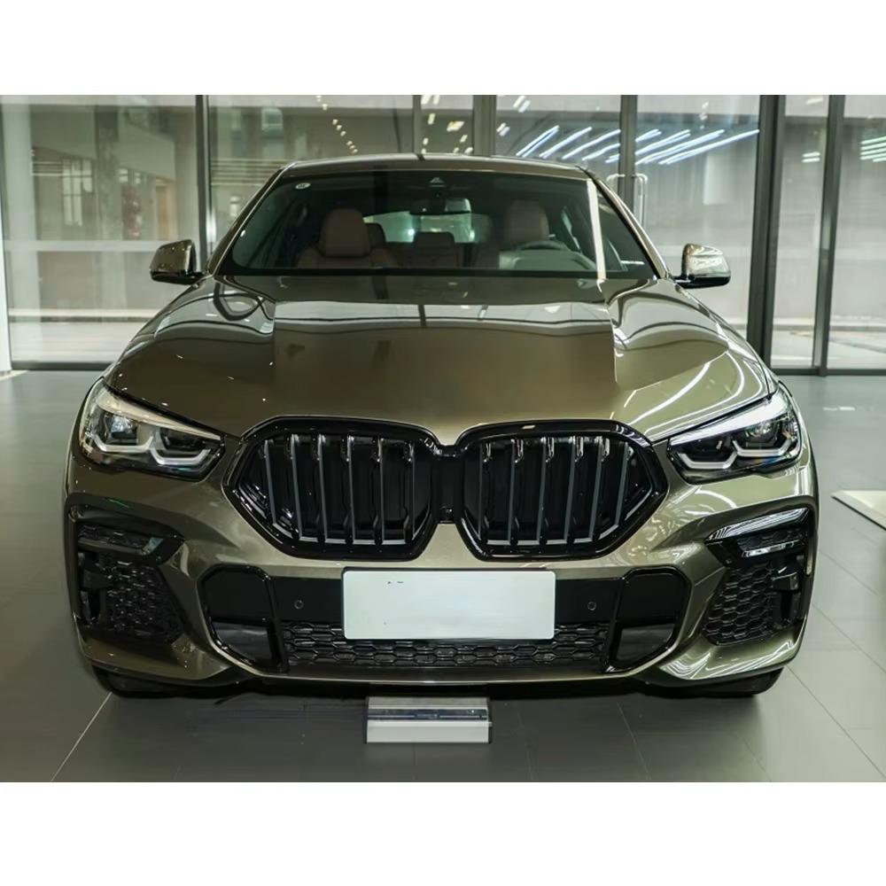 Compatible Gloss Black Tricolor Front Grille Stripe for BMW X6 G06 2019-2023, Single & Double Line Models