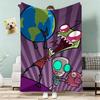Cartoon I-Invader Zim Throw Lightweight 240g Flannel Blanket Soft Skin-friendly for Summer Cooling