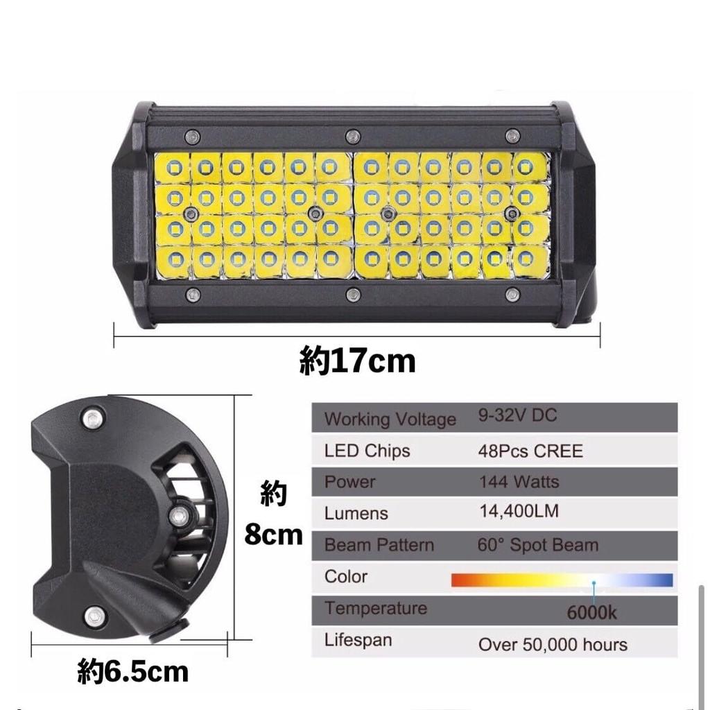 Kanoan LED Work Set of Deck Boat Snow Large Light Truck Flexible Energy Compatible with Various Work Headlight Light, 144W, 2, Floodlight, Light,