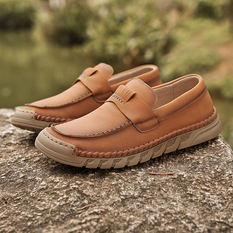 38-46 Handgefertigte Leder Herrenschuhe Lässige Spaltleder Schuhe Herren Slipper Komfortable Laufschuhe Fahrschuhe Mokassins Herren Flache Schuhe