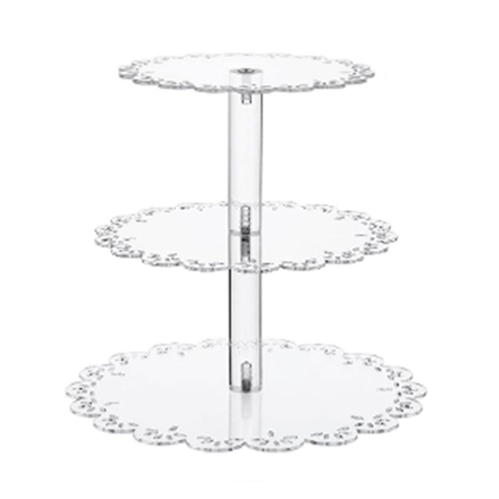 

4 Tier Acrylic Cupcake Display Stand with Lace Edge Clear Food Safe Display for Various Celebrations and Gatherings