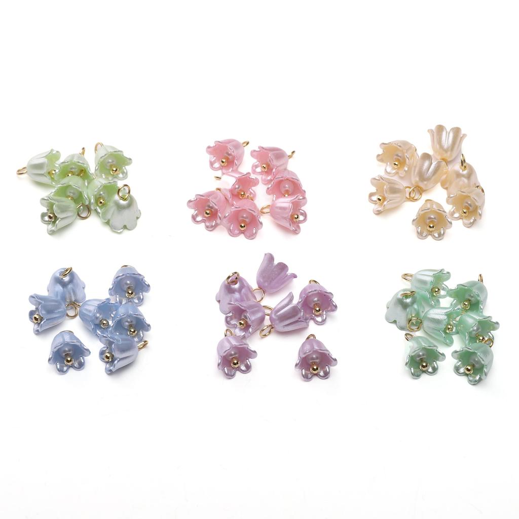 Acrylic Imitation Pearl Color Preservation Cream Lily Orchid Charms Pendant For Jewelry Making Accessories