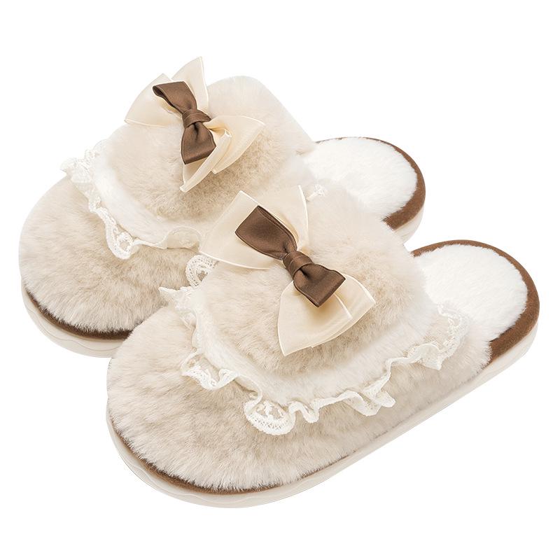 Women's Plush Cotton Slippers - Autumn/Winter 2024 Non-slip, Warm, Poop-Feeling Indoor House Shoes